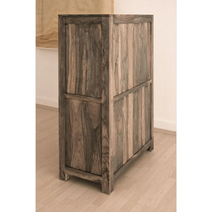 Vitrine Sheesham 90 x 45 x 148 grau geölt NATURE GREY #62 – Bild 3