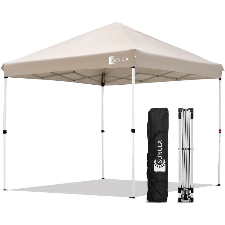 Sunula Pavillon 3x3 Wasserdicht Stabil Winterfest mit 4 Seitenwänden, Faltpavillon 3x3 m mit Verdickten Röhren, Partyzelt Gartenpavillon Faltzelt, (Khaki, 3x3 Ohne Seitenwände)