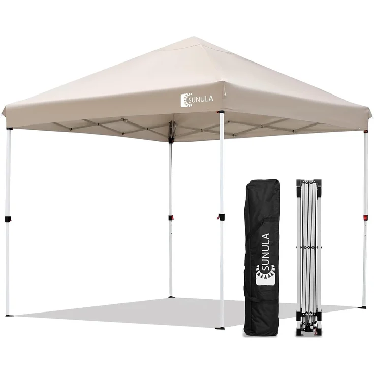 Sunula Pavillon 3x3 Wasserdicht Stabil Winterfest mit 4 Seitenwänden, Faltpavillon 3x3 m mit Verdickten Röhren, Partyzelt Gartenpavillon Faltzelt, (Khaki, 3x3 Ohne Seitenwände)