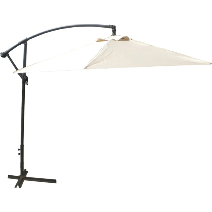 Alu Sonnenschirm Ampelschirm Ø 3m UV30+ Kurbelschirm mit Standfuß Garten beige