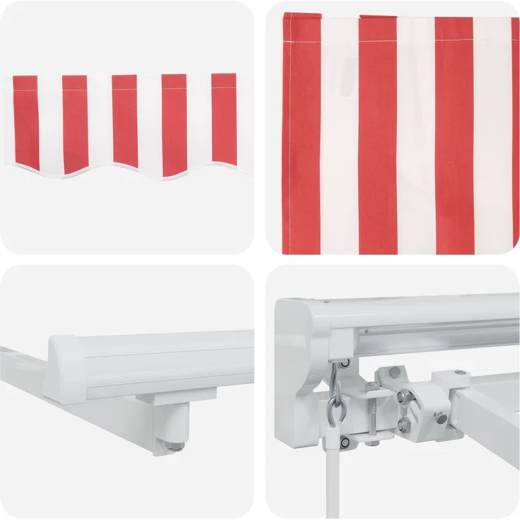 vidaXL Manuell einziehbare Markise Rot und Weiß 4,5x3,5 m 3420315 – Bild 6
