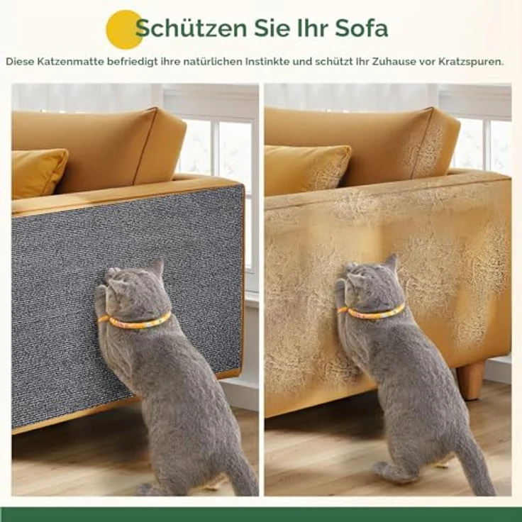 Gimars Selbstklebend Kratzmatte 200 × 40, mit Zusatz-Klebeband, DIY Kratzschutz Sofa Katze, Kratzbrett Katze, Katzen Kratzmatte, Kratzmatte für Wand & Möbel, Grau – Bild 5
