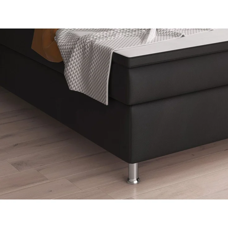 inter Boxspringbett Oslo Kunstleder mit 7 Zonen Taschenfederkernmatratzen und Topper (180x200 cm, Schwarz inkl. 7 Zonen Taschenfederkernmatratzen und Topper), Taschenfederkern-Komfort, gepolstertes Kopfteil, inklusive Matratzen – Bild 4