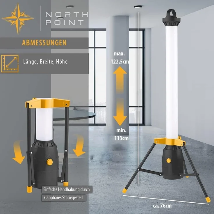 Northpoint LED Baustrahler LED Baustrahler Arbeitsstrahler mit 360° Lichtauslass 50W 110cm hoch – Bild 5