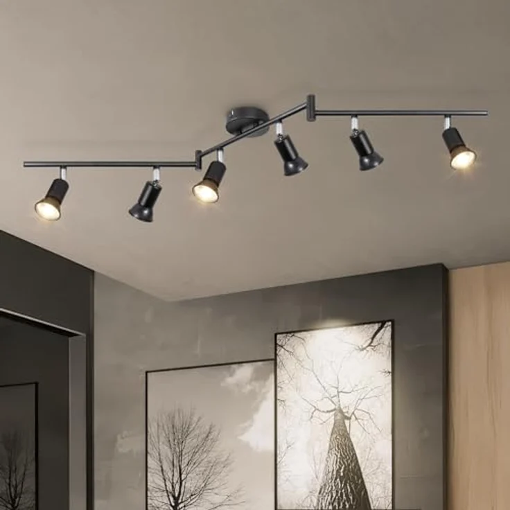 Dehobo LED Deckenstrahler Wohnzimmer - Deckenleuchte 6 Flammig Schwarz Deckenlampe Spot - GU10 Deckenspot Schwenkbar 350° - Drehbar Küchelampe Spot Strahler Decke Schlafzimmer Ohne Leuchtmittel – Bild 2