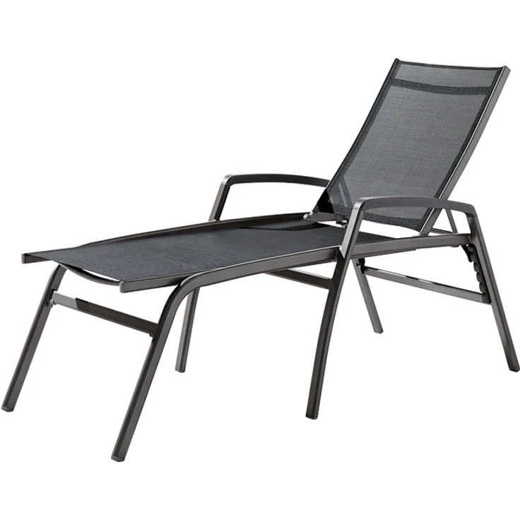 SIEGER Comfort Gartenliege Bodega, Aluminium-Stapelrolle, eisengrau/silbergrau, 75 cm breit, 194 cm lang, wetterbeständig