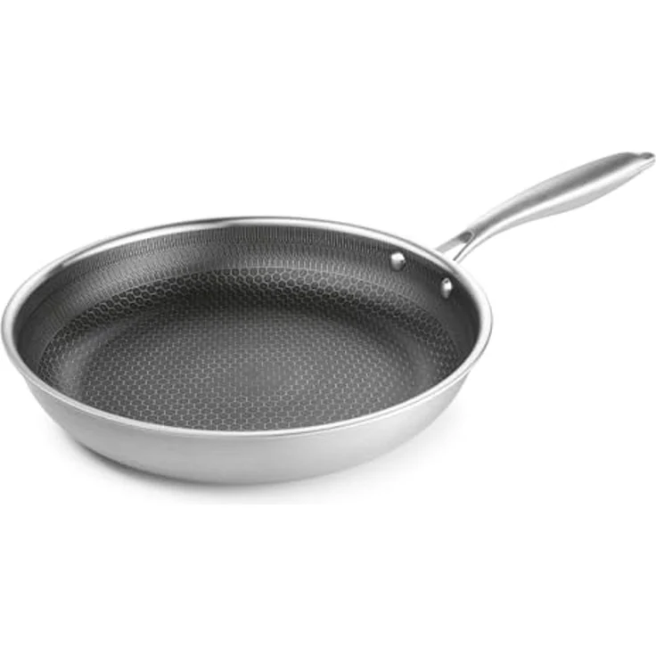BRATmaxx Edelstahl-Pfanne 28cm silber 3-lagig mit Wabenstruktur – Bild 1