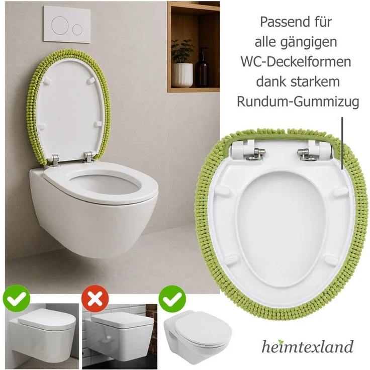 heimtexland Badematte Badvorleger Chenille Badteppich Duschvorleger, rutschhemmend beschichtet, umlaufendes Gummiband, schnell trocknend, strapazierfähig, rutschfest, Polyester, rechteckig, WC-Bezug 38x48 cm, Hochflor, super weich, Maschinenwäsche, pfl... – Bild 3
