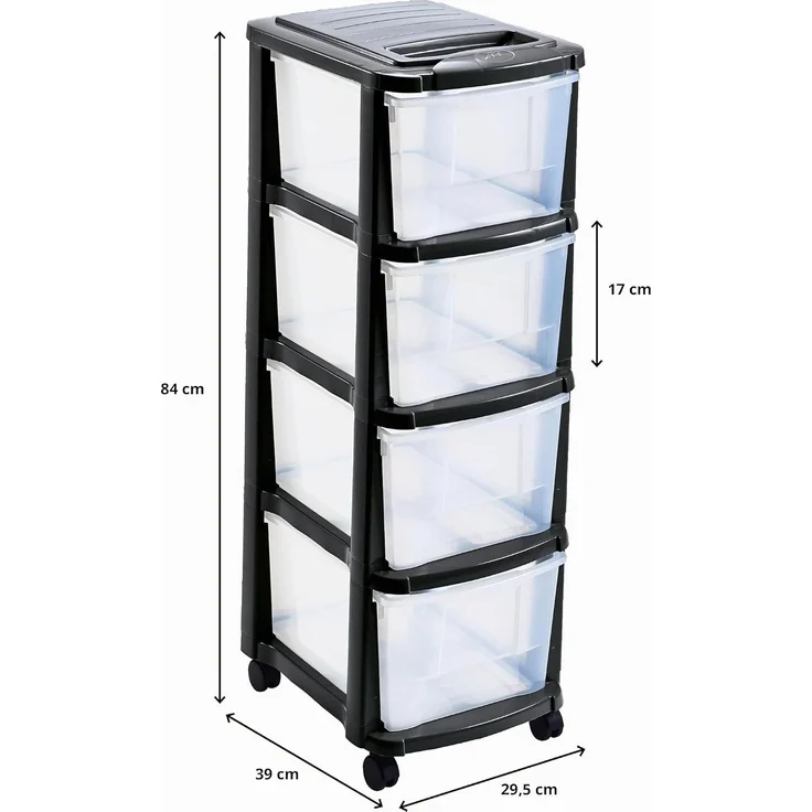Mondex XXL Rollcontainer mit 4 Schubladen, 29x39x84 cm – Bild 3