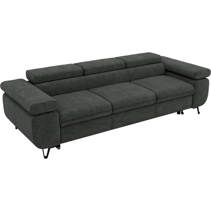 Polstersofa PETER, Sofa 3-Sitzer mit Schlaffunktion, verstellbaren Armlehnen und Kopfstütze, Gepolsterte Couch, Wellenfeder - Dunkelgrau Struktur – Bild 6
