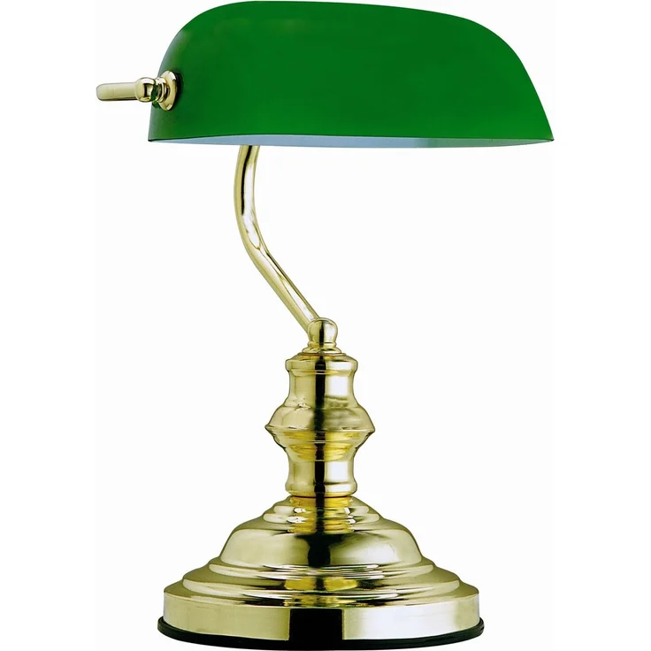 Retro LED Schreibtischleuchte Messing mit Glasschirm Grün, Höhe 36cm – Bild 8