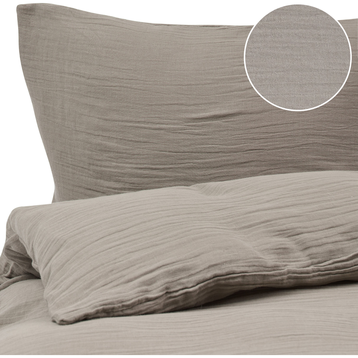 Bettwäsche-Set SUMNER Musselin 220x240 cm Taupe