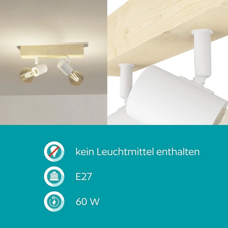 Eglo 33169 TOWNSHEND 3 braun, weiß L:30cm B:5cm – Bild 4