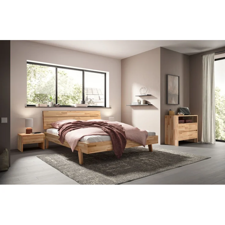 Hasena Bett Imperia Kernbuche massiv, geölt 100x200 cm, Fußhöhe 20 cm – Trento – Bild 2