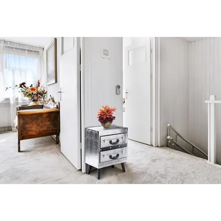 Kobolo Regal Kommode in Kofferoptik - silber - 2 Fächer – Bild 2