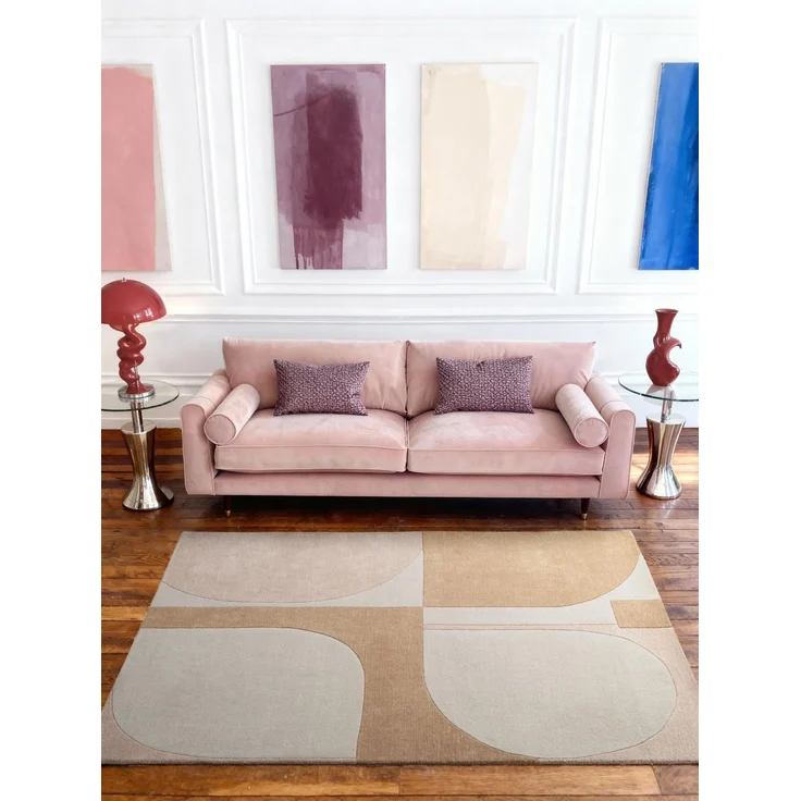 Ted Baker Westminster - Woll- & Viskoseteppich Windmill, Wohnzimmerteppich Aus Wolle & Viskose, Natürlich & Handgemacht, Retro Design für Wohnzimmer, Schlafzimmer - Creme Beige, 160x230 cm
