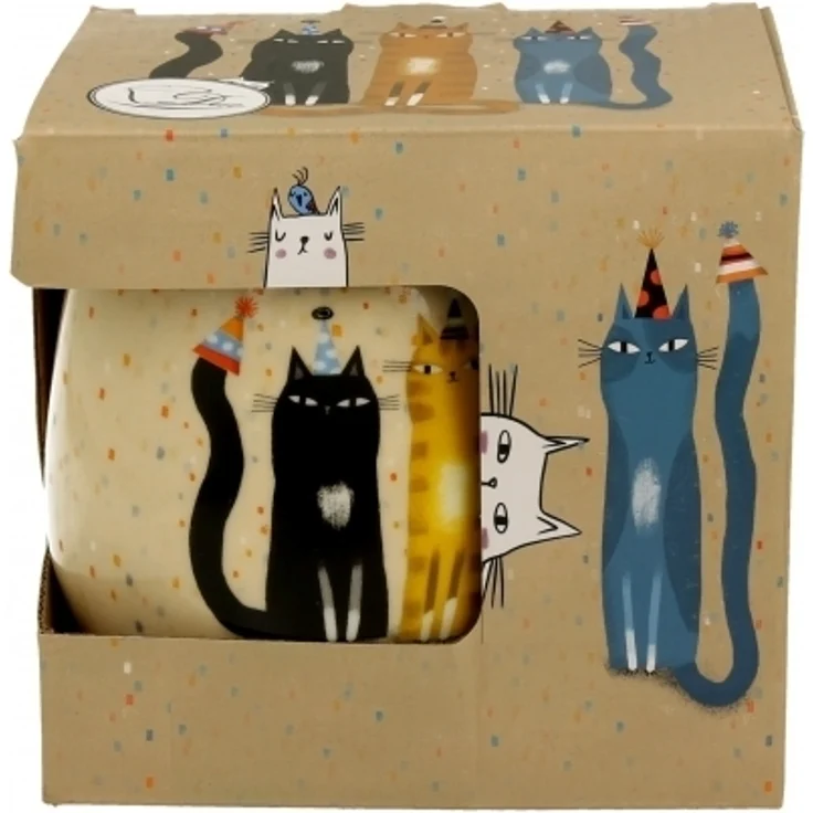 DUO ART GALLERY Fassbecher 430 ml CAT'S WORLD – PARTY mit Teesieb, New Bone China Porzellan – Bild 4