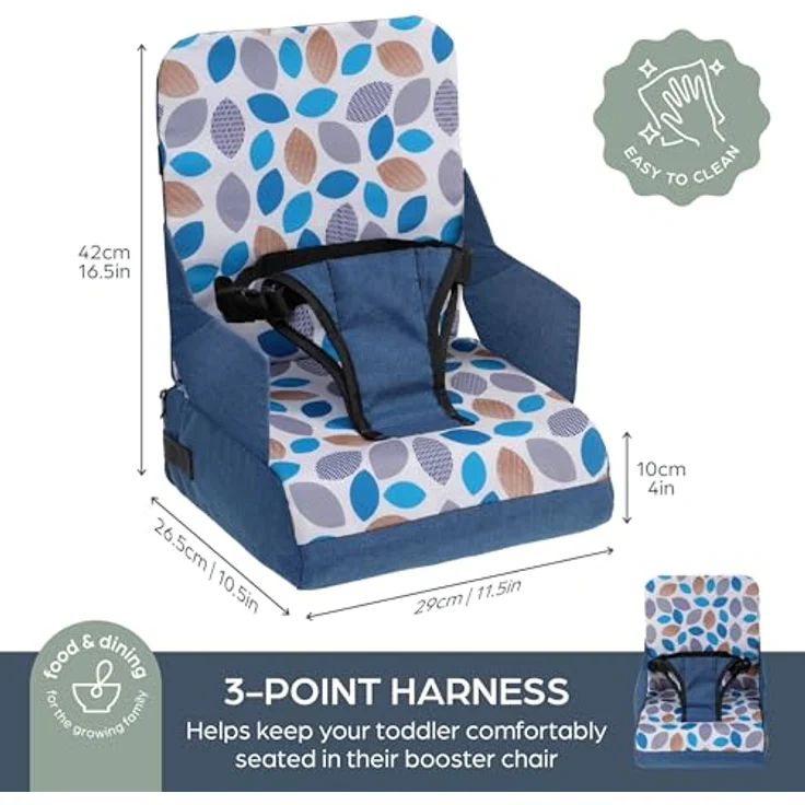 Dreambaby G6045 On-The-Go Kinder-Sitzerhöhung, tragbare Sitzerhöhung für Hochstuhl mit praktischen Staufächern, passend für die meisten Esszimmerstühle, leicht, kompakt und reisefreundlich – Navyblau – Bild 3