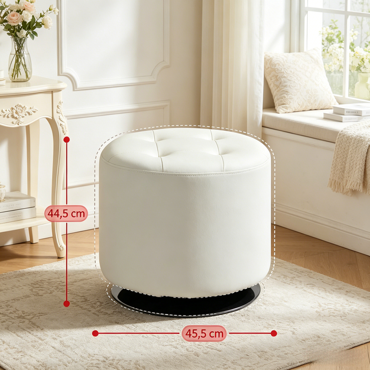 Lounge Fußlehne Hocker,Drehbarer Hocker,Runder Fußlehne Hocker(nur mit 1Pcs Fußlehne Hocker)--Weiß--45.5x45.5x44.5cm--YOUDENOVA – Bild 7