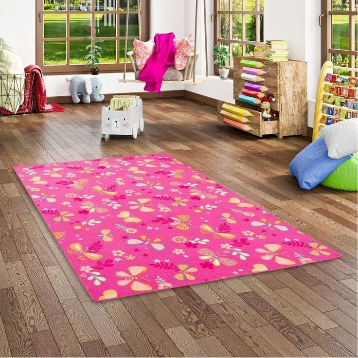 Snapstyle Kinderteppich Kinder Spiel Teppich Schmetterling, Eckig, Höhe: 4 mm – Bild 5