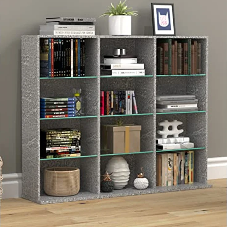 MID.YOU Regal Zilas, Grau, Holzwerkstoff in Betonoptik, 9 Fächer, 102x82x23 cm, stehend – Bild 4