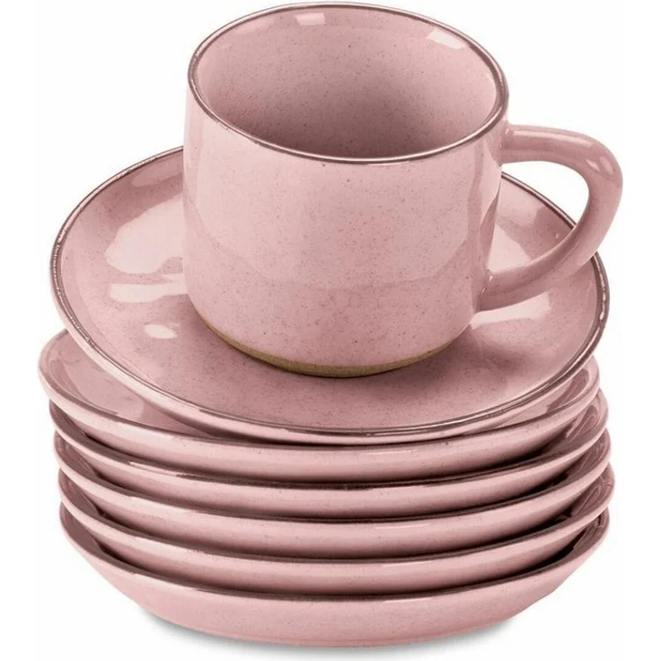 Mirabeau Geschirr-Set Tasse mit Untertasse 6er Set Biarré rosa, Steinzeug – Bild 3