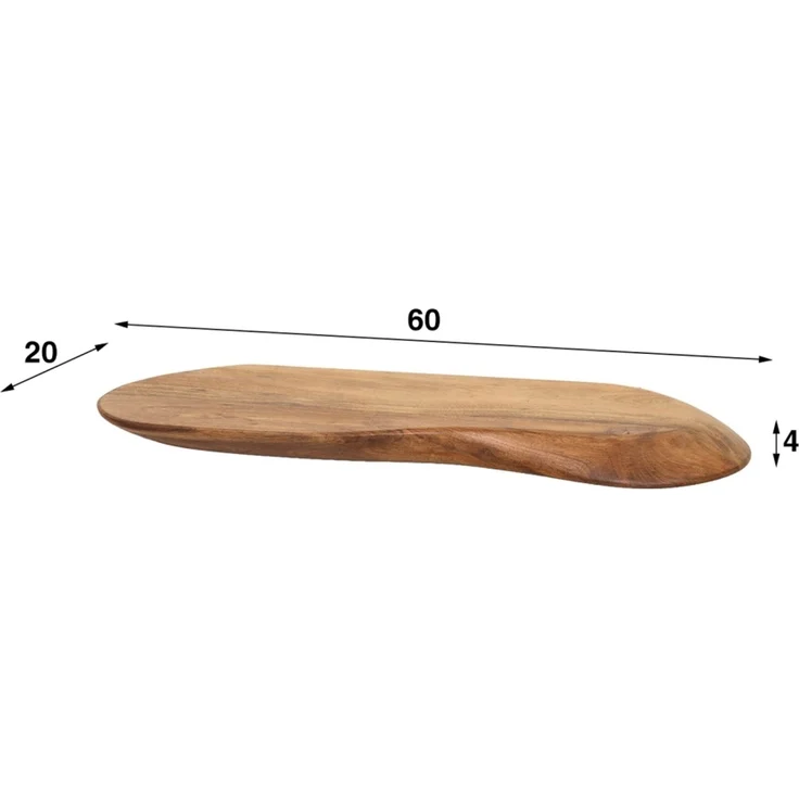 Wandregal Akazie massiv, organisches Design mit Baumkante, modern, Braun, 60 cm, Unikat – Bild 4