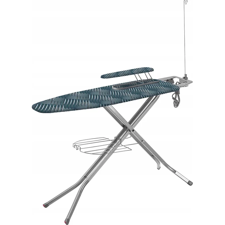 KADAX Bügelbrett 120x38 cm breit, Oberseite mit Steckdose + Handtuch mit Ablage – Bild 7