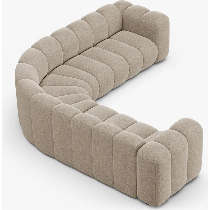 Micadoni symmetrisches Ecksofa Lupine 5-Sitzer mittelgroß Chenille Eden Dunkelbeige – Bild 3