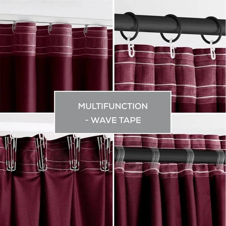 Restilo Gardine Gardine Multifunktionsband Kräuselband Vorhang Verdunkelnd Samt Textil (1 St), Kräuselband, verdunkelnd, Samt Textilien, mit Raffhalter – Bild 3