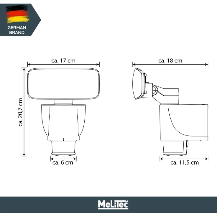 MeLiTec LED Außen-Wandleuchte MeLiTec Robotik LED Außenwandleuchte, Bewegungsmelder & Nachverfolgung, 10 m Bewegungsmelder Reichweite, 270 ° Bewegungsmelder Erfassungswinkel, Einschaltdauer 180 s, LED fest integriert, neutralweiß, Follow me Funktion – Bild 4