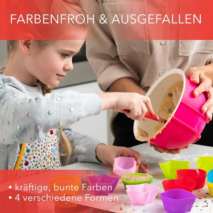 AVANA Muffinform Silikon Muffinförmchen wiederverwendbare Cupcake Backförmchen Muffin, (36-tlg), antihaftbeschichtet, umweltschonend, 8 Farben – Bild 4