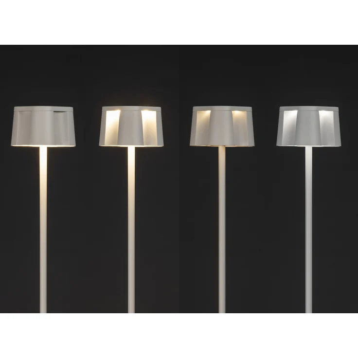 2er Set Akku Stehlampe für Outdoor dimmbar, kabellos in Weiß, klein 120cm – Bild 6