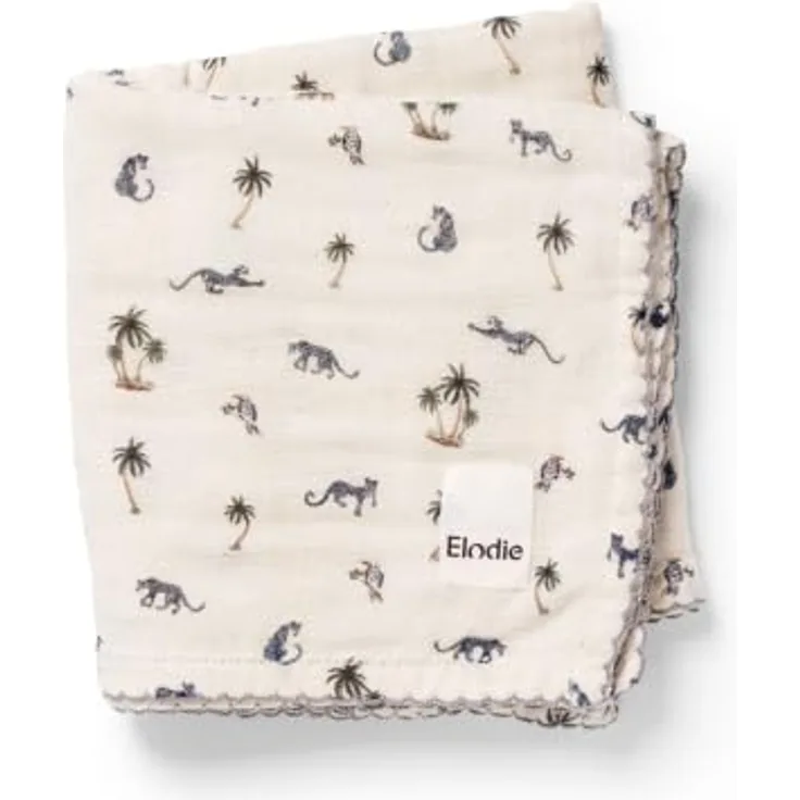 Elodie Details Musselin Decke Baby Pucktuch Bambus Baumwolle Oeko-Tex 80x80cm weich atmungsaktiv Neugeborene Wickeltuch Babydecke Stilldecke Swaddle Unisex Mädchen Jungen, Garden Leo's Resort