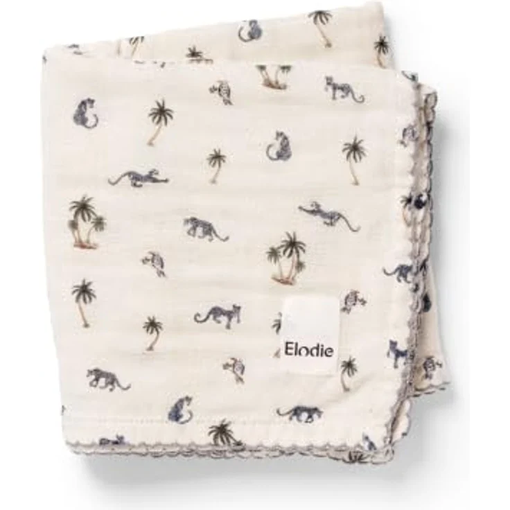 Elodie Details Musselin Decke Baby Pucktuch Bambus Baumwolle Oeko-Tex 80x80cm weich atmungsaktiv Neugeborene Wickeltuch Babydecke Stilldecke Swaddle Unisex Mädchen Jungen, Garden Leo's Resort – Bild 1