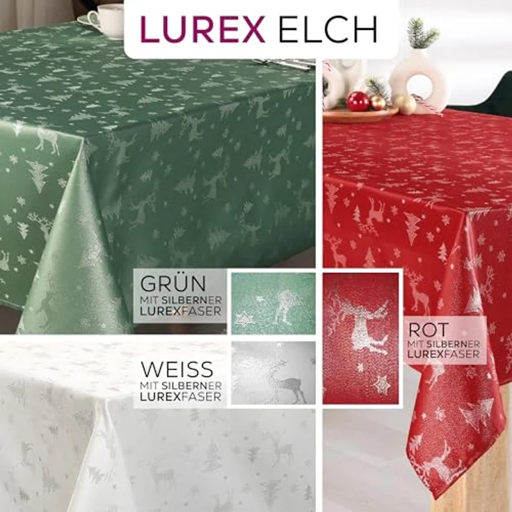 Beautex Tischdecke Lurex Tischdecke Weihnachten, Silber Gold glänzend, Weihnachtstisch (1-tlg) – Bild 6