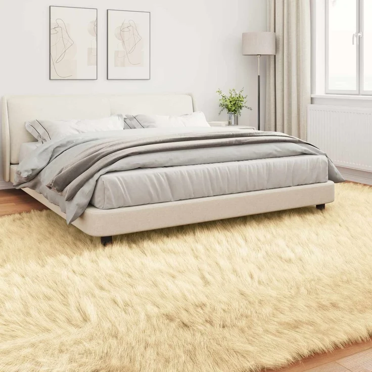 vidaXL Teppich aus Kunstschaffell TAFALLA Creme 200 x 280 cm Polyester 42021507 – Bild 4