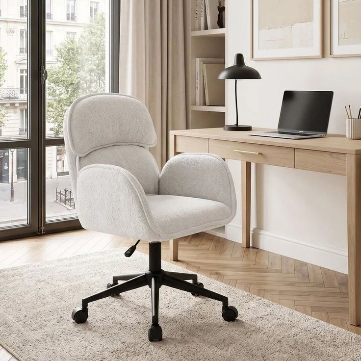 Duhome Bürostuhl (9-283), 360° Bürostuhl aus Teddysamt mit Doppelrückenlehne – Bild 1