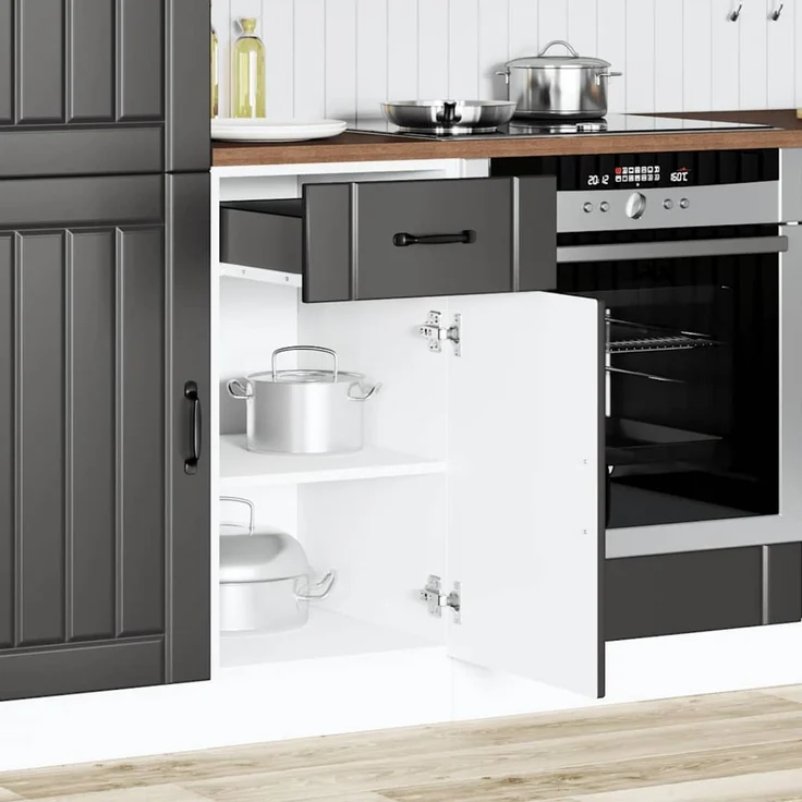 vidaXL Küchen-Unterschrank Lucca Schwarz Holzwerkstoff 853708 – Bild 2
