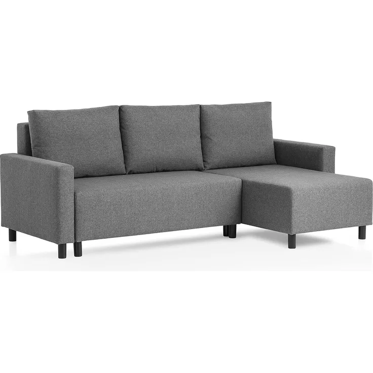 Traumnacht Schlafsofa Avallon, Ecksofa in L-Form mit Schlaffunktion und Stauraum in der Ottomane, produziert nach deutschem Qualitätsstandard, grau, 136 x 224 x 80 cm