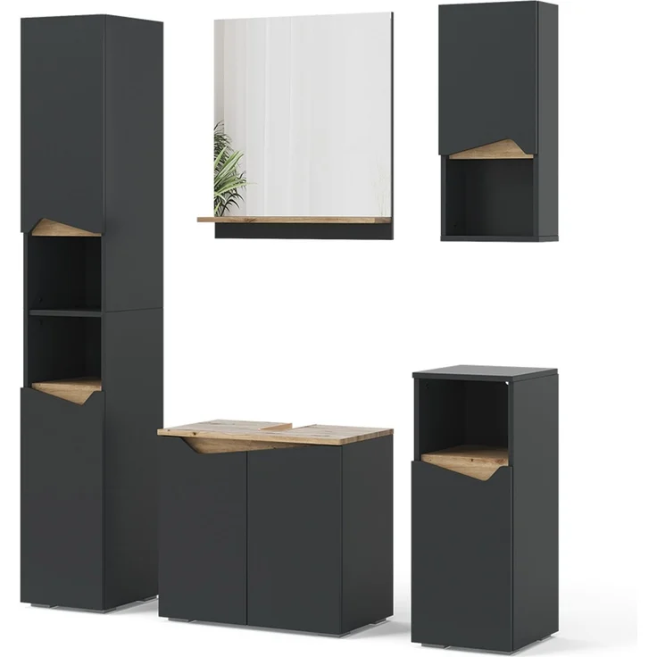 Badmöbel-Set Marelle Anthrazit 5 Teile Vicco – Bild 1