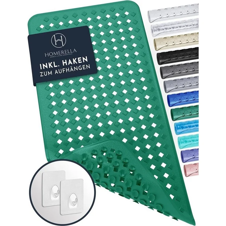 Homerella Badematte rutschfest Hautsensitiv 88x39cm, INKL. AUFHÄNGUNG, Antirutschmatte Badewanne BPA frei, Duschmatte schimmelresistent & maschinenwaschbar – Bild 1
