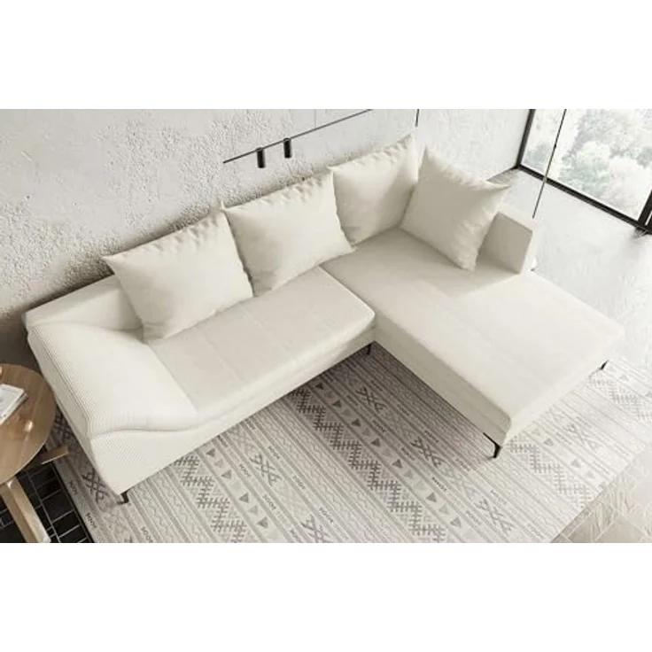 99rooms Loni Ecksofa Cordstoff POSO Creme Rechts – Bild 4