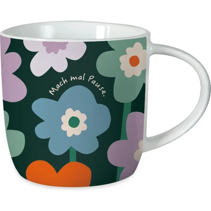Grafik-Werkstatt Kaffeetasse mit Spruch 300 ml Porzellan Tasse Mach mal Pause, Weiß