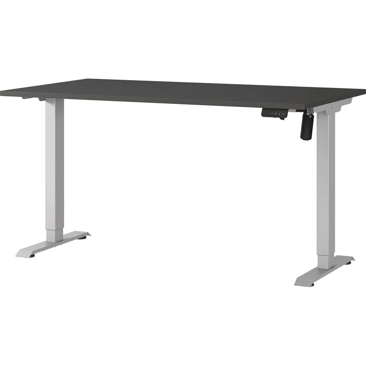Germania Schreibtisch 8023-640, in Graphit/Silber, elektr. höhenverstellbar, 140 x 119 x 80 cm (BxHxT) – Bild 1