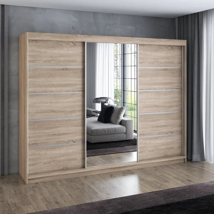 A&J MöbelLand GmbH Schiebetürenschrank VILUNO Moderner 3-türiger Kleiderschrank mit Spiegel (TOP ANGEBOT! Geräumiger Schrank mit einer Breite von 200 cm ideal zur Aufbewahrung von Kleidung und Accessoires. Wählen Sie das ideale Modell für Ihr Schlafzim... – Bild 2