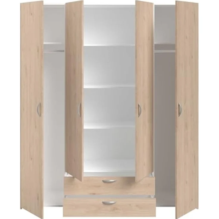Daily 11 Kleiderschrank 4-türig Holzoptik 160x185x51cm – Bild 7