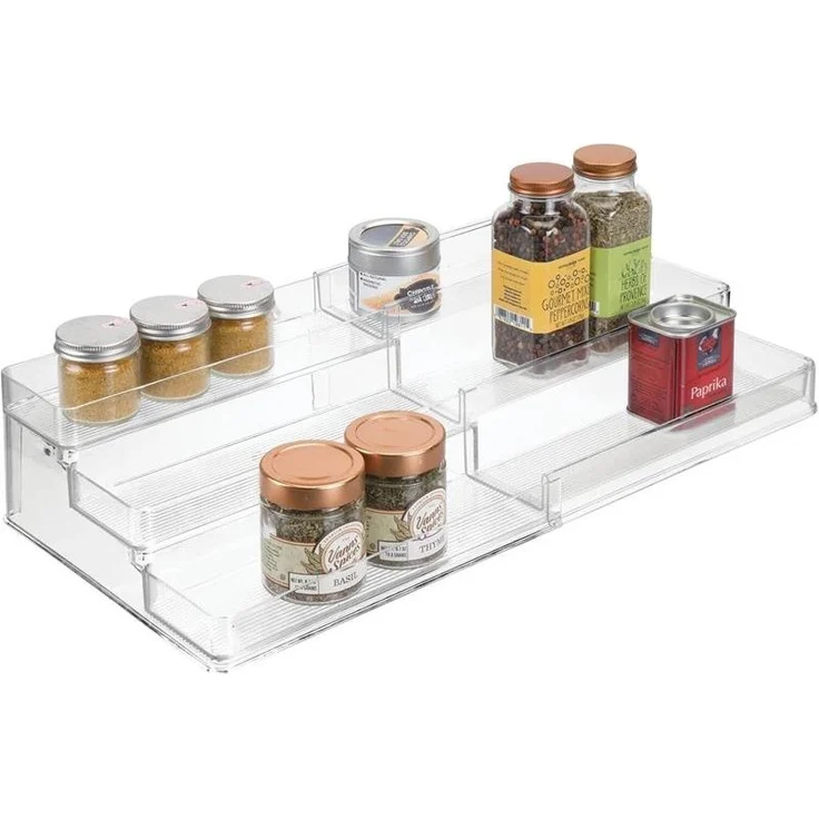Gewürzregal Gewürzständer Organizer ausziehbar 3 Ebenen mDesign transparent – Bild 1