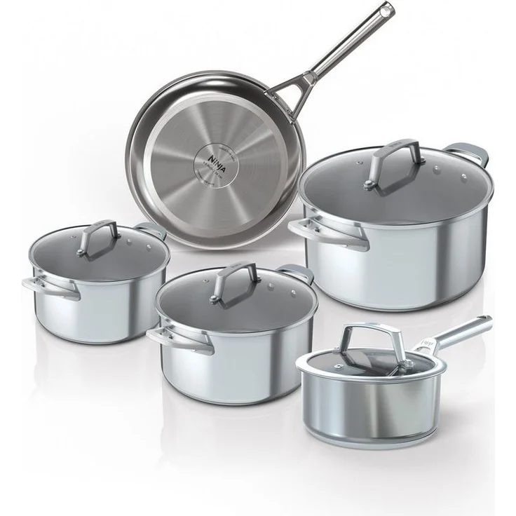 NINJA Topf- und Pfannen-Set 5tlg. Zerostick Edelstahl (Pfanne 16cm,24cm,Töpfe 16cm,18cm,20cm) – Bild 1