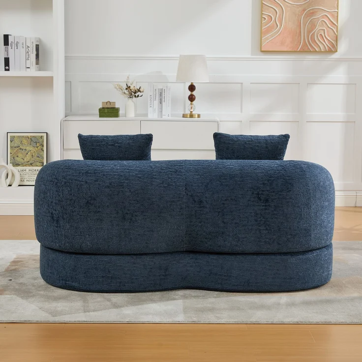 ZUBALIYA Schlafsofa 84x65 cm, mit LED - Beleuchtung, mit Chenille - Bezug, modular aufgebaut, mit Schaumstoffpolsterung, Blau – Bild 11